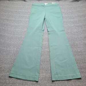 Liz Claiborne Lisa Flare Leg Pants Women 2 Green Pull-On Slimming Tummy Panel